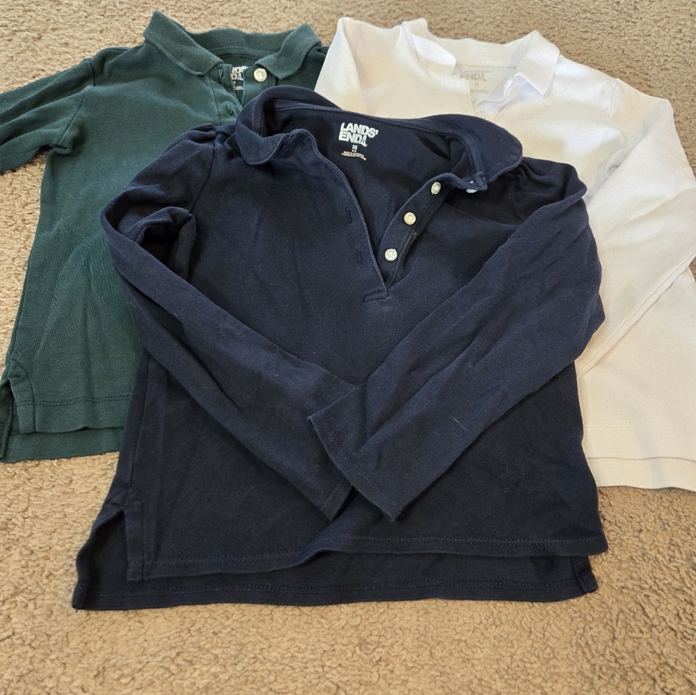 Lands End girls long sleeve shirt lot of 3 size XS 4/5